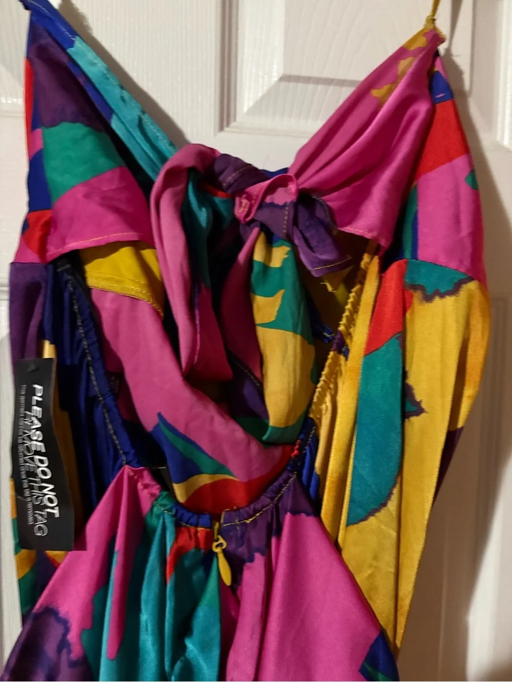NWT Gabrielle Union New York & Company XL Colorful Abstract High-Low Maxi Dress - Picture 5 of 11